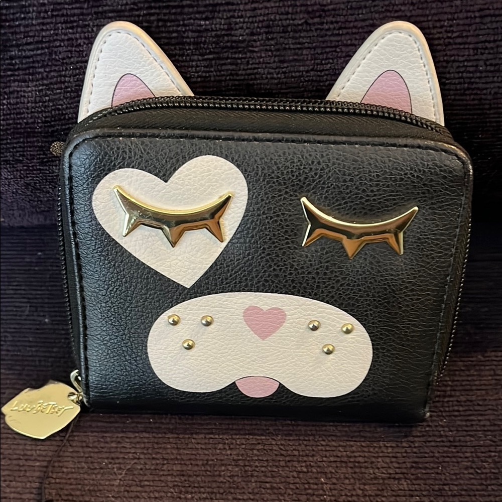 Betsey Johnson Black and Pink Cat Wallet
